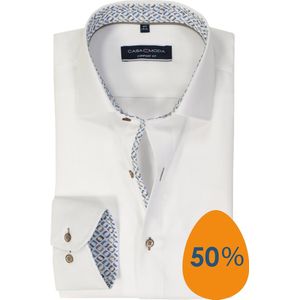 Casa Moda Overhemd - Wit - Lange Mouw - 100% Katoen - Kent Kraag
