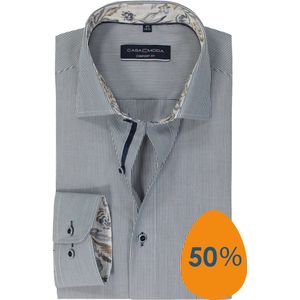 CASA MODA - Overhemd - Blauw met Wit Gestreept - Popeline - Comfort Fit