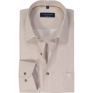 CASA MODA - Comfort Fit - Overhemd - Wit met Blauw en Rood Dessin - Strijkvrij