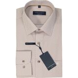 CASA MODA - Comfort Fit - Overhemd - Wit met Blauw en Rood Dessin - Strijkvrij