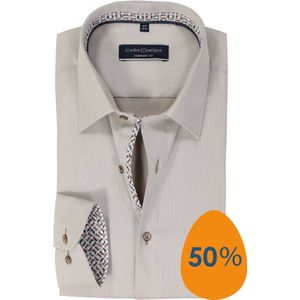 CASA MODA Overhemd - Beige - 100% Katoen - Kent Kraag - Lange Mouwen