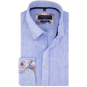 Casa Moda - Linnen Overhemd - Blauw - Effen