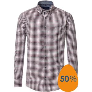 CASA MODA Sport comfort fit overhemd, popeline, blauw met wit en rood geruit