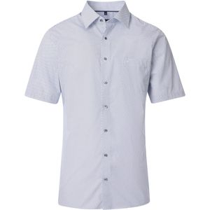 CASA MODA comfort fit overhemd, korte mouw, popeline, wit met licht- en donkerblauw dessin