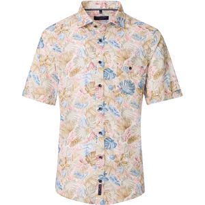 Casa Moda - Korte Mouwen Overhemd - Bladeren Patroon - 100% Katoen