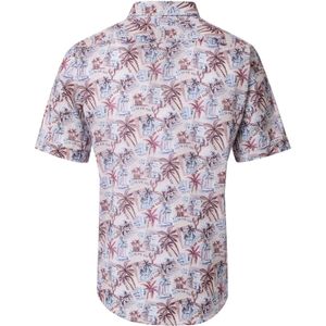 Casa Moda - Korte Mouwen Overhemd - Palmboom Patroon - 100% Katoen