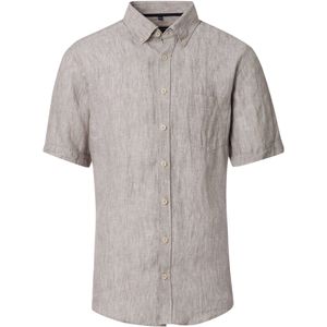 Casa Moda - Overhemd - Korte Mouw - Grijs - Linnen - Wijde Fit