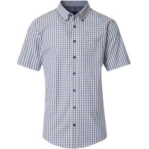 CASA MODA - Sport Comfort Fit - Overhemd - Blauw met Groen en Wit Geruit - Korte Mouw - Strijkvriendelijk