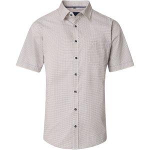 CASA MODA - Sport Comfort Fit - Overhemd - Blauw met Groen en Wit Dessin - Korte Mouw - Strijkvriendelijk