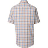 CASA MODA - Sport Comfort Fit - Overhemd - Blauw - Wit - Oranje en Groen Geruit - Korte Mouw - Strijkvriendelijk