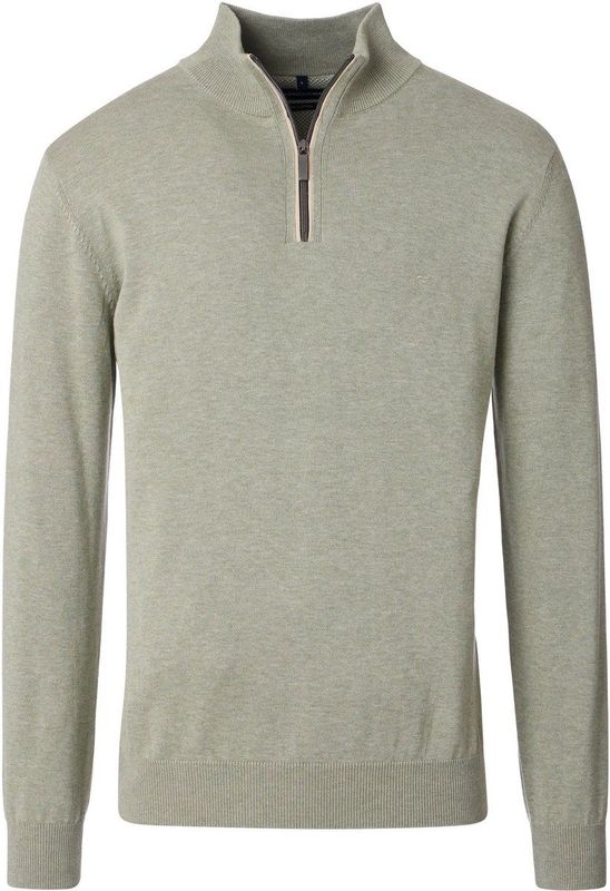 Casa Moda - Casual Half-Zip Sweater - Turquoise - 100% Katoen