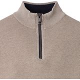 Casa Moda Trui met rits beige (Maat: S) - Mélange - Halslijn: Opstaande kraag met rits,