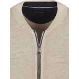 Casa Moda - Vest - Beige - Lange Mouw - 100% Katoen - Mao Collar Kraag Ritssluiting
