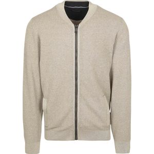 Casa Moda - Vest - Beige - Lange Mouw - 100% Katoen - Mao Collar Kraag Ritssluiting