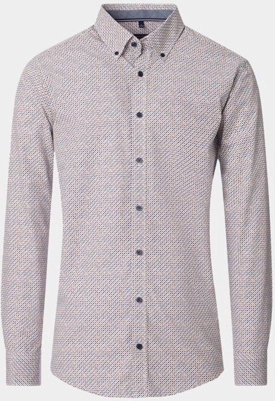 Casa Moda - Heren Overhemd - Bruin - Lange Mouw - Casual Fit