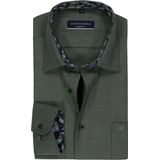 CASA MODA - Comfort Fit Overhemd - Groen met Blauw Mini Dessin - Strijkvriendelijk
