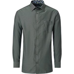 CASA MODA - Comfort Fit Overhemd - Groen met Blauw Mini Dessin - Strijkvriendelijk