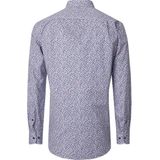 CASA MODA - Comfort Fit Overhemd - Wit met Blauw en Bruin Dessin - Strijkvriendelijk