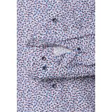 CASA MODA - Comfort Fit Overhemd - Wit met Blauw en Bruin Dessin - Strijkvriendelijk