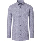 CASA MODA - Comfort Fit Overhemd - Wit met Blauw en Bruin Dessin - Strijkvriendelijk