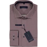 CASA MODA - Comfort Fit - Overhemd - Wit met Bruin en Blauw Dessin - Strijkvriendelijk