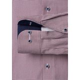 CASA MODA - Comfort Fit - Overhemd - Wit met Bruin en Blauw Dessin - Strijkvriendelijk