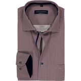 CASA MODA - Comfort Fit - Overhemd - Wit met Bruin en Blauw Dessin - Strijkvriendelijk