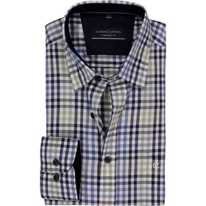 CASA MODA - Sport Comfort Fit Overhemd - Wit met Blauw en Groen Geruit - Strijkvriendelijk