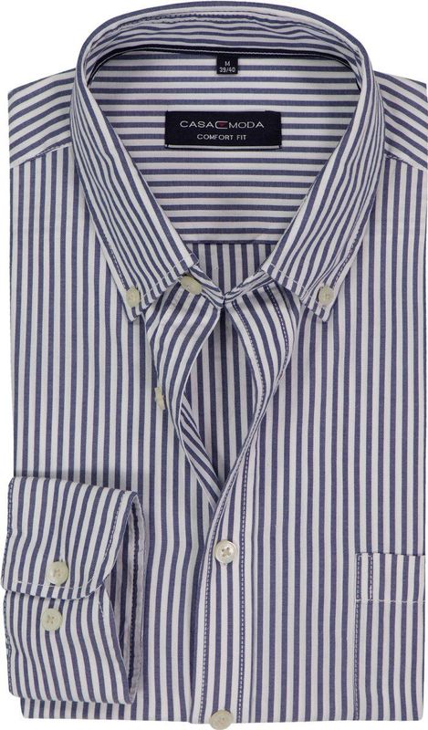 Casa Moda - Casual Overhemd - Blauw - Gestreept
