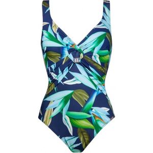 Charmline Ocean bloom swimsuit 505 navy-aqua 48 E