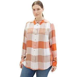 TOM TAILOR 1038807 Damesblouse in grote maten, 32422 - Blush Orange Check Woven