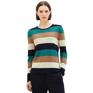 TOM TAILOR 1038879 Sweatshirt voor dames, 34021 - blauwgroen gestreept