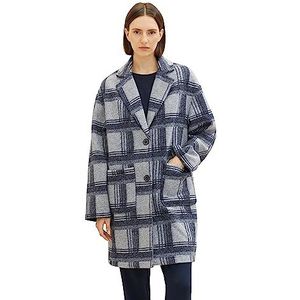 TOM TAILOR Damesmantel met ruitpatroon, 33773-Navy Grey Check, XL