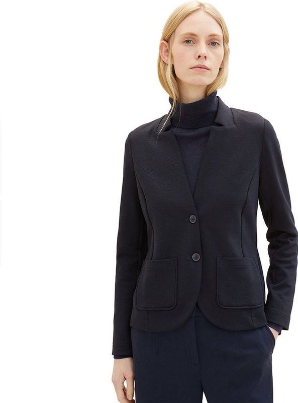 TOM TAILOR - Basic Poefblazer - Indigo Vintage Heather Blauw - Polyester Katoen