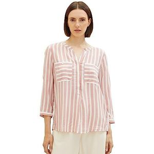TOM TAILOR Damesblouse met strepen en borstzakken, 32605 - Rose Offwhite Vertical Stripe, 38