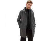 TOM TAILOR - 1037362 - Herenjas - Donkergrijs - Wolmix, Gewatteerd, Lange Winterjas, Zijzakken