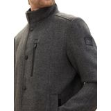 TOM TAILOR - 1037362 - Herenjas - Donkergrijs - Wolmix, Gewatteerd, Lange Winterjas, Zijzakken