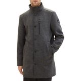 TOM TAILOR - 1037362 - Herenjas - Donkergrijs - Wolmix, Gewatteerd, Lange Winterjas, Zijzakken