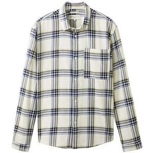 TOM TAILOR Denim 1037458 Herenhemd, 32333 - wol geruit wit, zwart, blauw