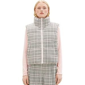 TOM TAILOR Denim Dames buffervest met omkeerbare functie, 32456-Rose Grey Check, L