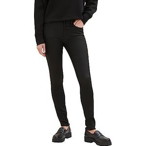 TOM TAILOR Denim Dames NELA Extra Skinny Jeans in lederlook, 10275-gecoat Black Denim, 26W x 32L