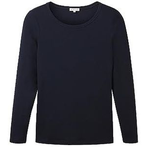 TOM TAILOR Basic shirt met lange mouwen voor dames met geribbelde, 10668-sky Captain Blue, M
