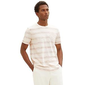 TOM TAILOR Gestreept T-shirt voor heren in spacedye-stijl, 32435-vintage beige soft spacedye, L