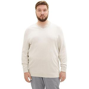 TOM TAILOR Heren Plussize Pullover, 32715 - Vintage Beige Grey Melange, 3XL