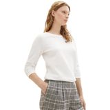 Tom Tailor Denim Sweatshirt - Off White - Katoen-Polyestermix - Slim Fit