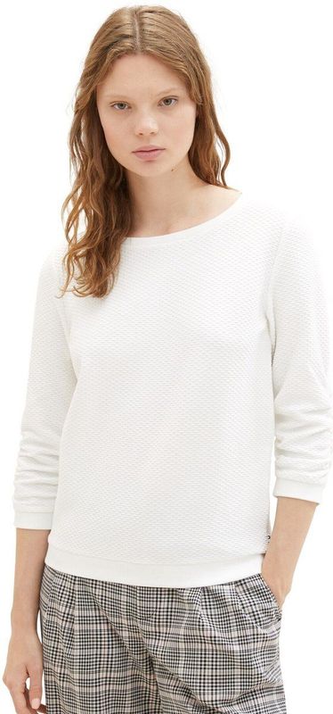 Tom Tailor Denim Sweatshirt - Off White - Katoen-Polyestermix - Slim Fit