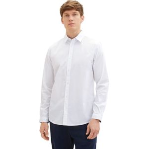 Tom Tailor - STRETCH POPLIN - Heren Overhemd - Wit - Regular Fit