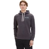 TOM TAILOR - Herensweater - Wit - Hoodie met Logoprint