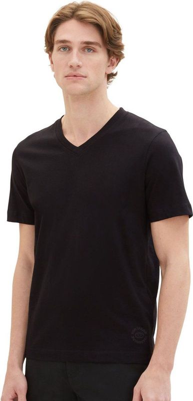 Tom Tailor T-Shirt Kurzarmshirt mit V-Ausschnitt, einfarbig im Doppelpack