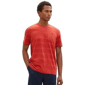 TOM TAILOR Gestreept T-shirt voor heren in spacedye-stijl, 32436-fluweel Red Soft Spacedye, M